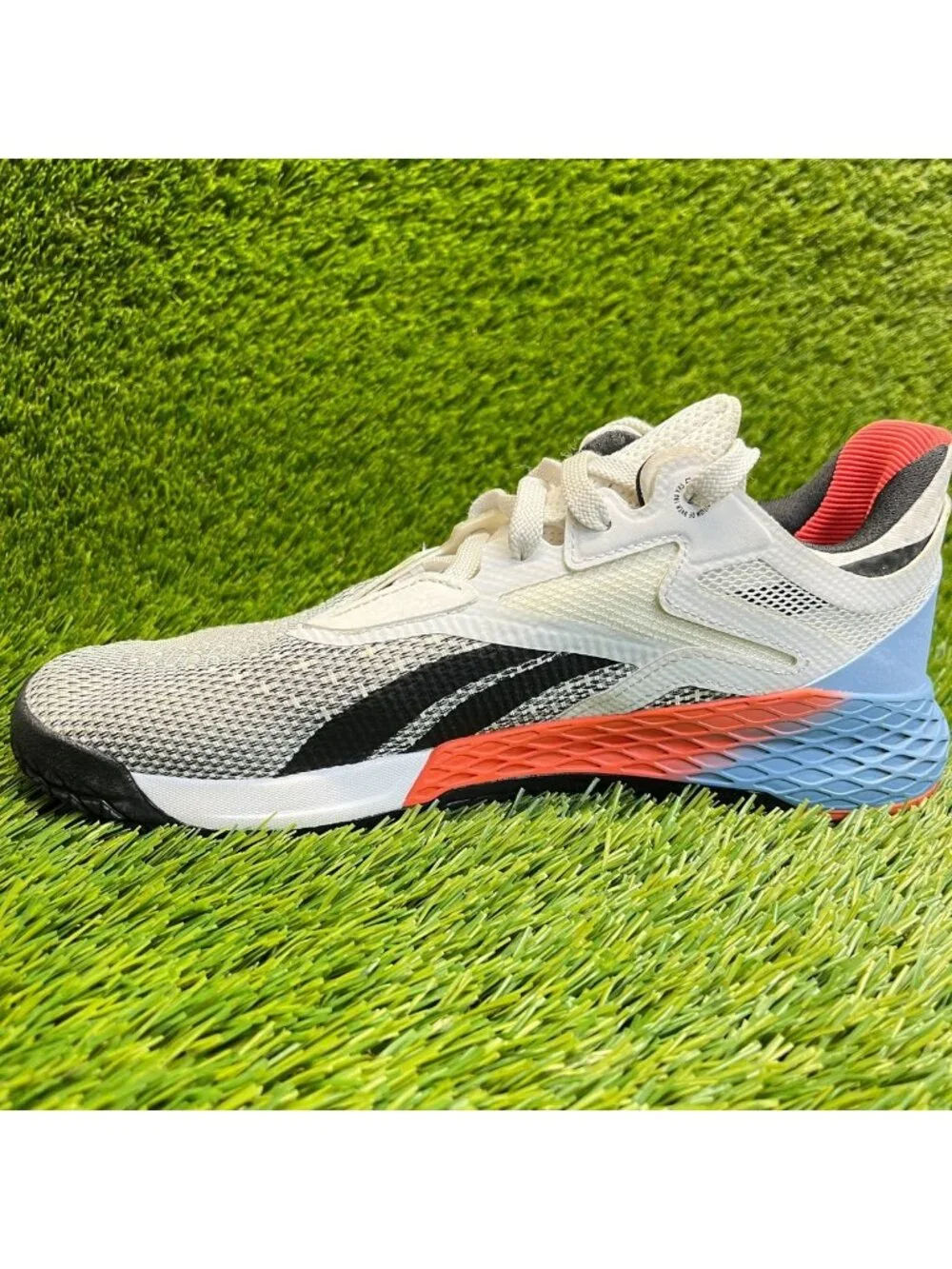 Reebok Nano X Womens Size 8.5 White Blue Orange Athletic Running Shoes Sneakers